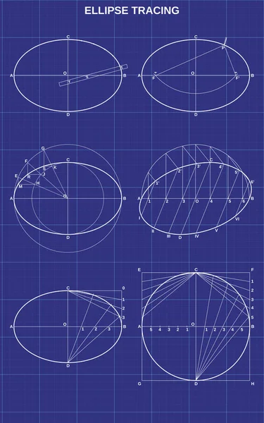 Tracé Elliptique Sur Fond Technique — Image vectorielle