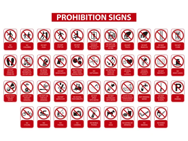 Set of prohibition signs — Stock Vector