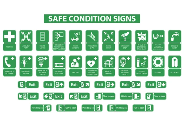 Serie di segni di condizione di sicurezza — Vettoriale Stock