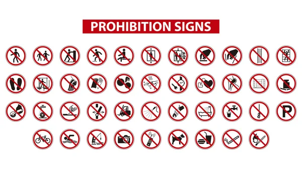 Conjunto de signos de prohibición — Archivo Imágenes Vectoriales