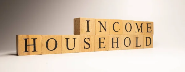 Der Name Households Income Entstand Aus Hölzernen Buchstabenwürfeln Wirtschaft Und — Stockfoto