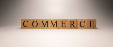 Ticaret politikası tahta harf küplerinden oluşturulmuştur. Ekonomi ve finans. Kapat..