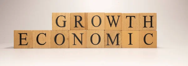 Όνομα Οικονομική Ανάπτυξη Δημιουργήθηκε Από Ξύλινους Κύβους Γραμμάτων Οικονομικά Και — Φωτογραφία Αρχείου