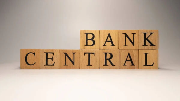 Nombre Banco Central Fue Creado Partir Cubos Letras Madera Finanzas — Foto de Stock