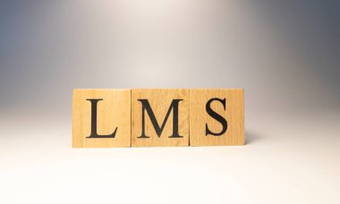 Öğrenme Yönetimi Sistemi LMS kelime bulutu, iş konsepti. Yakın çekim..