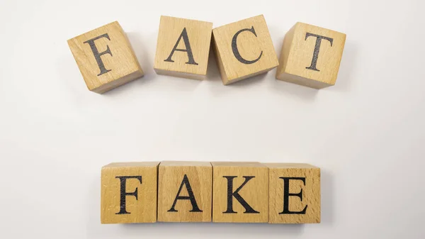 Word Fact Fake Created Wooden Cubes — Stock Photo, Image