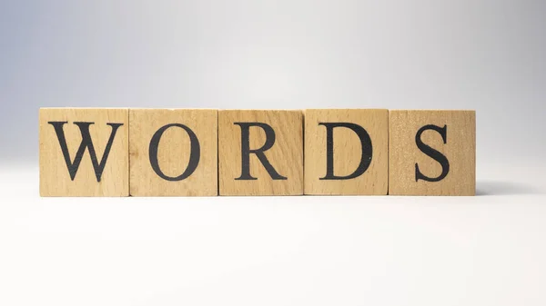 Das Wort Worte Entstand Aus Holzwürfeln Bildungskonzept Nahaufnahme — Stockfoto