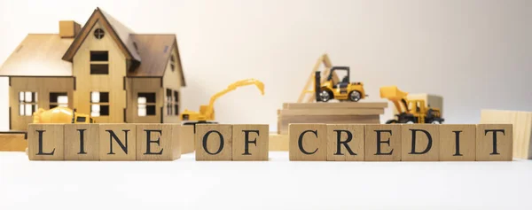 Loan Credit Created Wooden Cubes Finance Banking Close — Stock Photo, Image