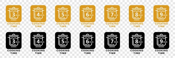 Icono Embalaje Alimentos Tiempo Cocción Recomendado Cazuela Estilo Lineal Plano — Vector de stock