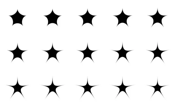 Dekorative Elemente Flachen Design Set Aus Schwarzen Silhouetten Funkelnder Sterne — Stockvektor
