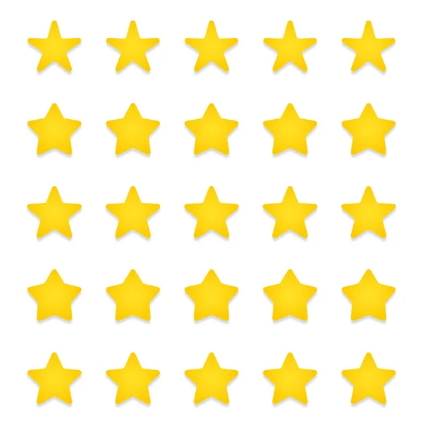 Quality Rating Symbols Set Five Pointed Yellow Stars Different Shapes — ストックベクタ