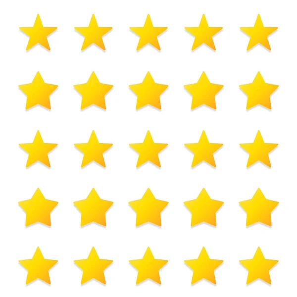 Quality Rating Symbols Set Five Pointed Yellow Stars Different Shapes — ストックベクタ