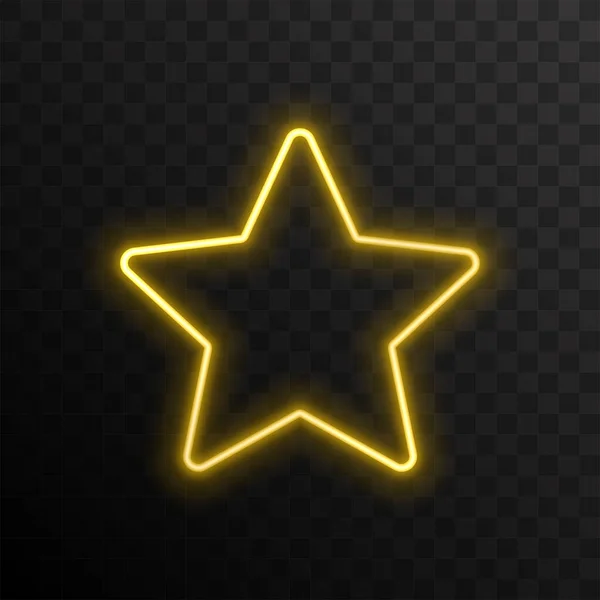 Decorative Element Festive Glowing Star Yellow Star Neon Lighting Isolated - Stok Vektor