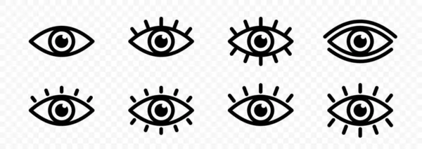 眼睛图标设置 视力的符号 视网膜扫描眼睛图标 简单的眼睛收集 眼睛的轮廓 矢量说明 — 图库矢量图片