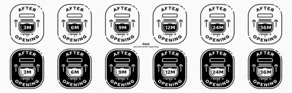 Concept Voor Verpakking Markering Opslagperiode Opening Ikoon Van Een Open — Stockvector