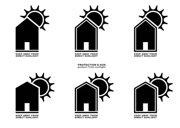 Kennzeichnung Von Produktverpackungen Weg Von Direkter Sonneneinstrahlung Das Zeichen Eines Stockvektor