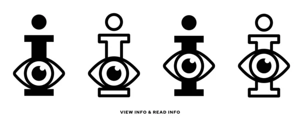 Icono Conceptual Información Conjunto Caracteres Letra Pequeña Con Ojo Símbolo — Vector de stock