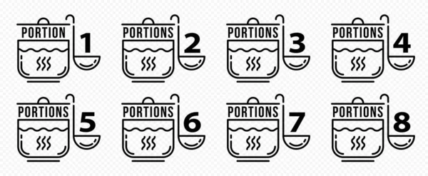 商品パッケージやメニューのコンセプト ラベル表示は料理ごとの予約数です 鍋にスープやラーメンとスープでキャセロールとお勧めのサービング ベクトルセット — ストックベクタ