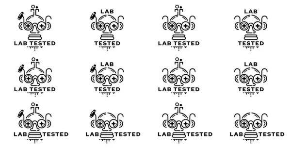 Conceito Para Embalagem Produto Rotulagem Laboratório Testado Ícone Médico Assistente — Vetor de Stock