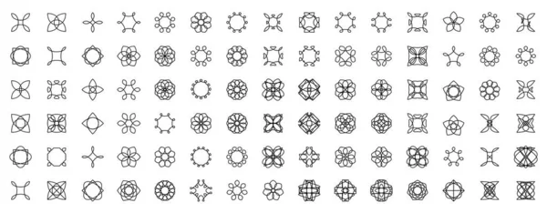 Набор Геометрических Плоских Декоративных Элементов Линейные Шаблоны Векторный Декор — стоковый вектор