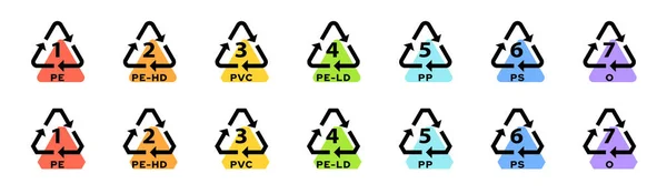 Набор Значков Маркировки Пластика Промышленная Маркировка Пластиковых Изделий Код Системы Стоковая Иллюстрация