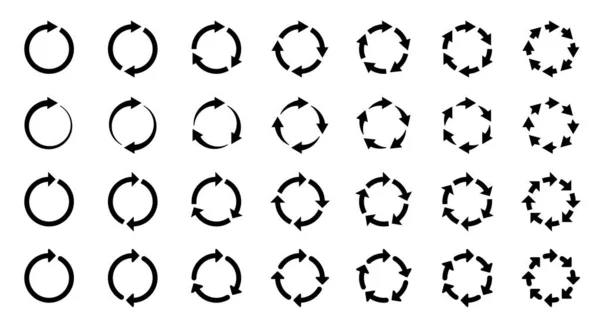 Flechas Iconos Conjunto Símbolo Repetición Recargando Largo Trayectoria Las Formas — Archivo Imágenes Vectoriales