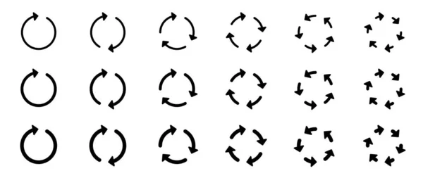 Flechas Iconos Conjunto Símbolo Repetición Recargando Largo Trayectoria Las Formas — Archivo Imágenes Vectoriales