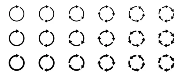 Icônes Flèches Ensemble Symbole Répétition Rechargement Long Trajectoire Des Formes — Image vectorielle