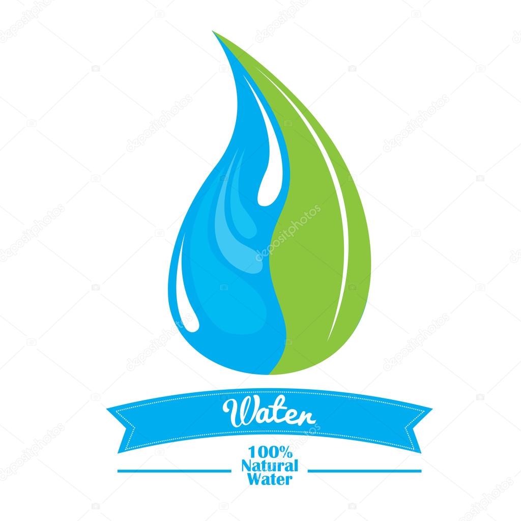 Isolated drop of water with a leaf on a white background