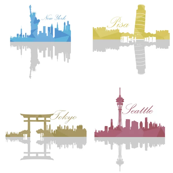 Conjunto de Skylines — Vetor de Stock