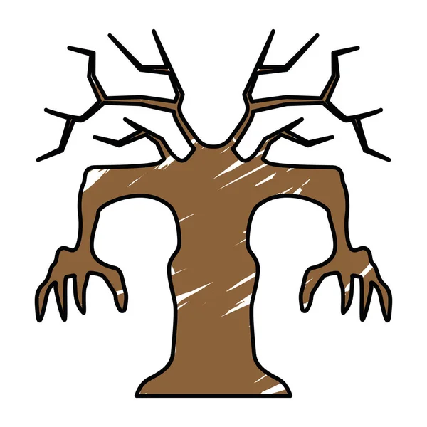 Isolé effrayant arbre sec icône — Image vectorielle