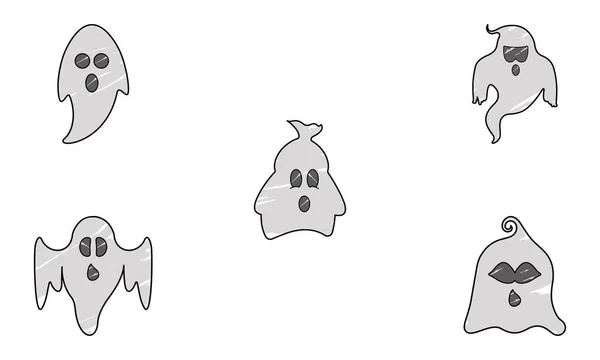 Set di fantasmi cartone animato — Vettoriale Stock