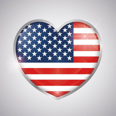 Amerikan bayrağı ile izole edilmiş kalp şekli