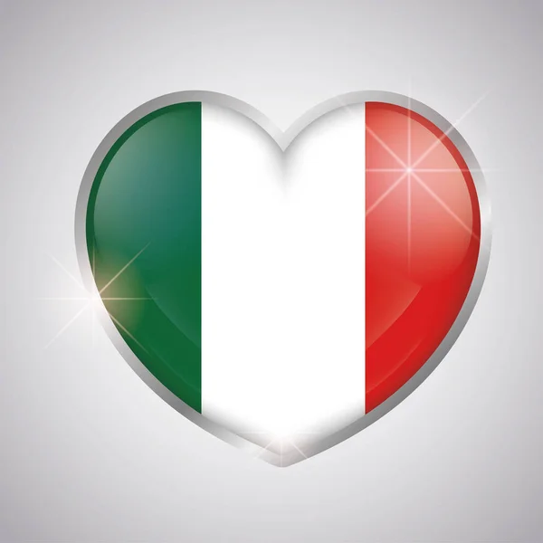 Forma de corazón aislado con la bandera de Italia — Archivo Imágenes Vectoriales
