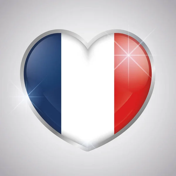 Coeur isolé avec le drapeau de France — Image vectorielle