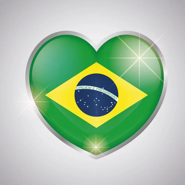 Isolated heart shape with the flag of Brazil — Stock Vector