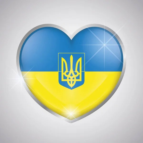 Forme de coeur isolé avec le drapeau de l'Ukraine — Image vectorielle