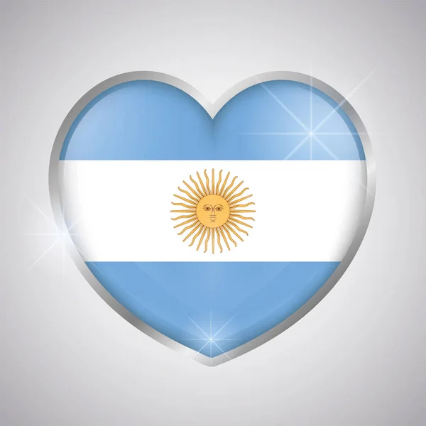 Forma de corazón aislado con la bandera de Argentina — Archivo Imágenes Vectoriales