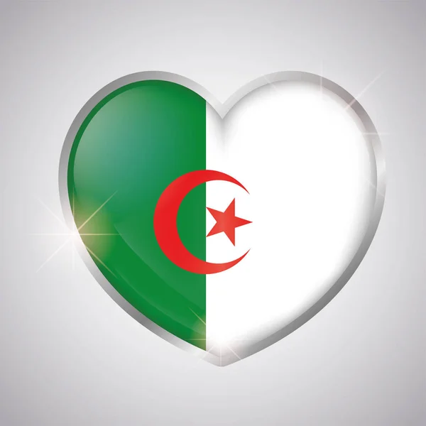 Forma isolada do coração com a bandeira da Argélia — Vetor de Stock