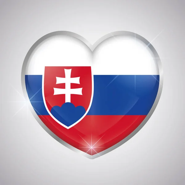 Forma de corazón aislada con la bandera de Eslovaquia — Vector de stock