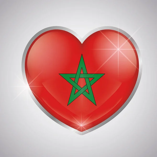 Forma isolada do coração com a bandeira de Marrocos — Vetor de Stock