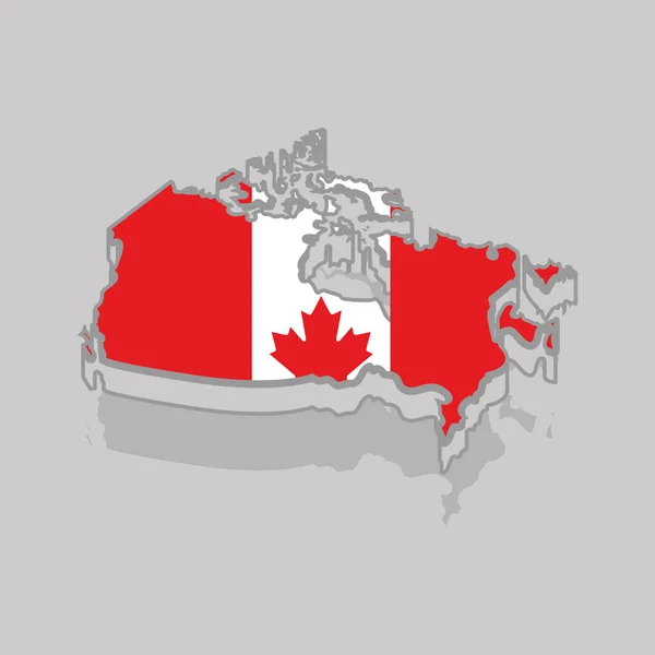 Isolated 3d map with the flag of Canada — Stock Vector