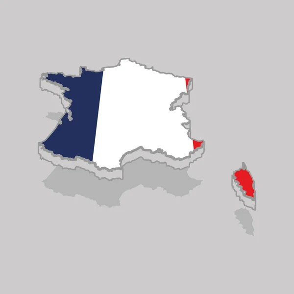 프랑스 국기가 붙어 있는 3d 지도 — 스톡 벡터