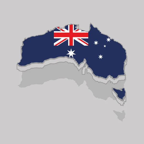 オーストラリアの国旗が描かれた孤立した3D地図 — ストックベクタ