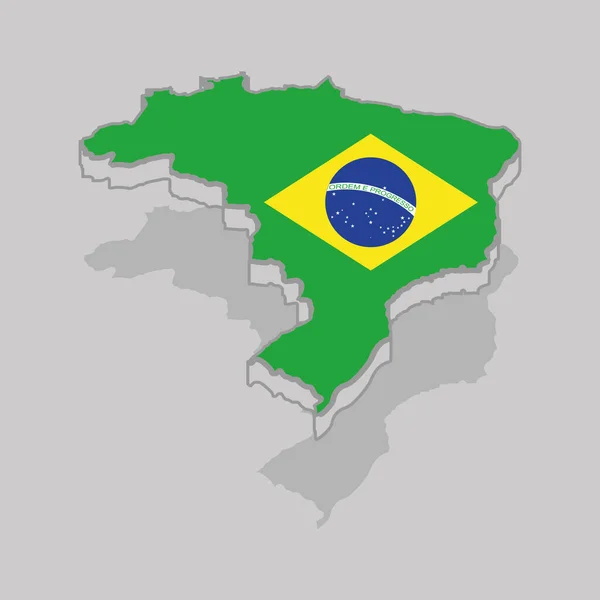 Geïsoleerde 3D kaart met de vlag van Brazilië — Stockvector