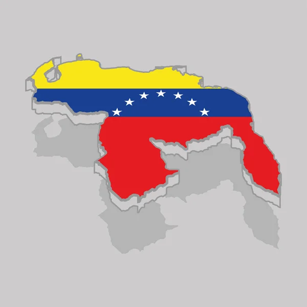 Mapa 3d aislado con la bandera de Venezuela — Vector de stock
