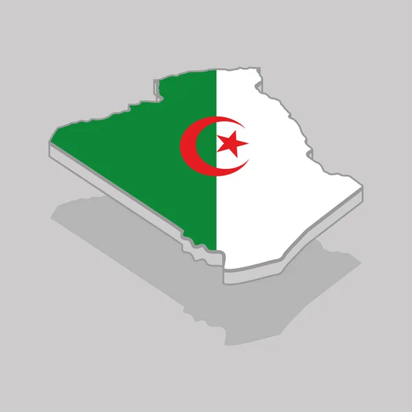 Mapa 3D aislado con la bandera de Argelia — Archivo Imágenes Vectoriales