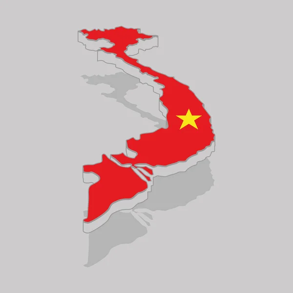 Carte 3D isolée avec le drapeau du Vietnam — Image vectorielle