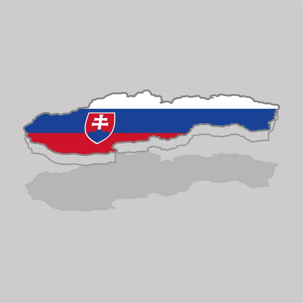 Izolovaná 3D mapa s vlajkou Slovenska — Stockový vektor