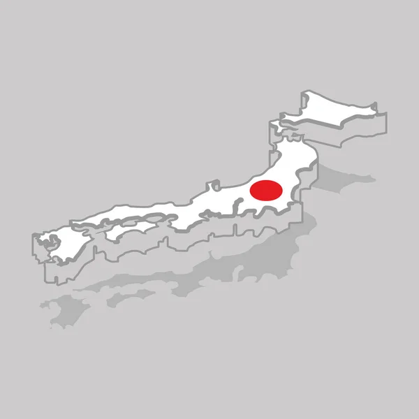 Mappa 3d isolata con la bandiera del Giappone — Vettoriale Stock
